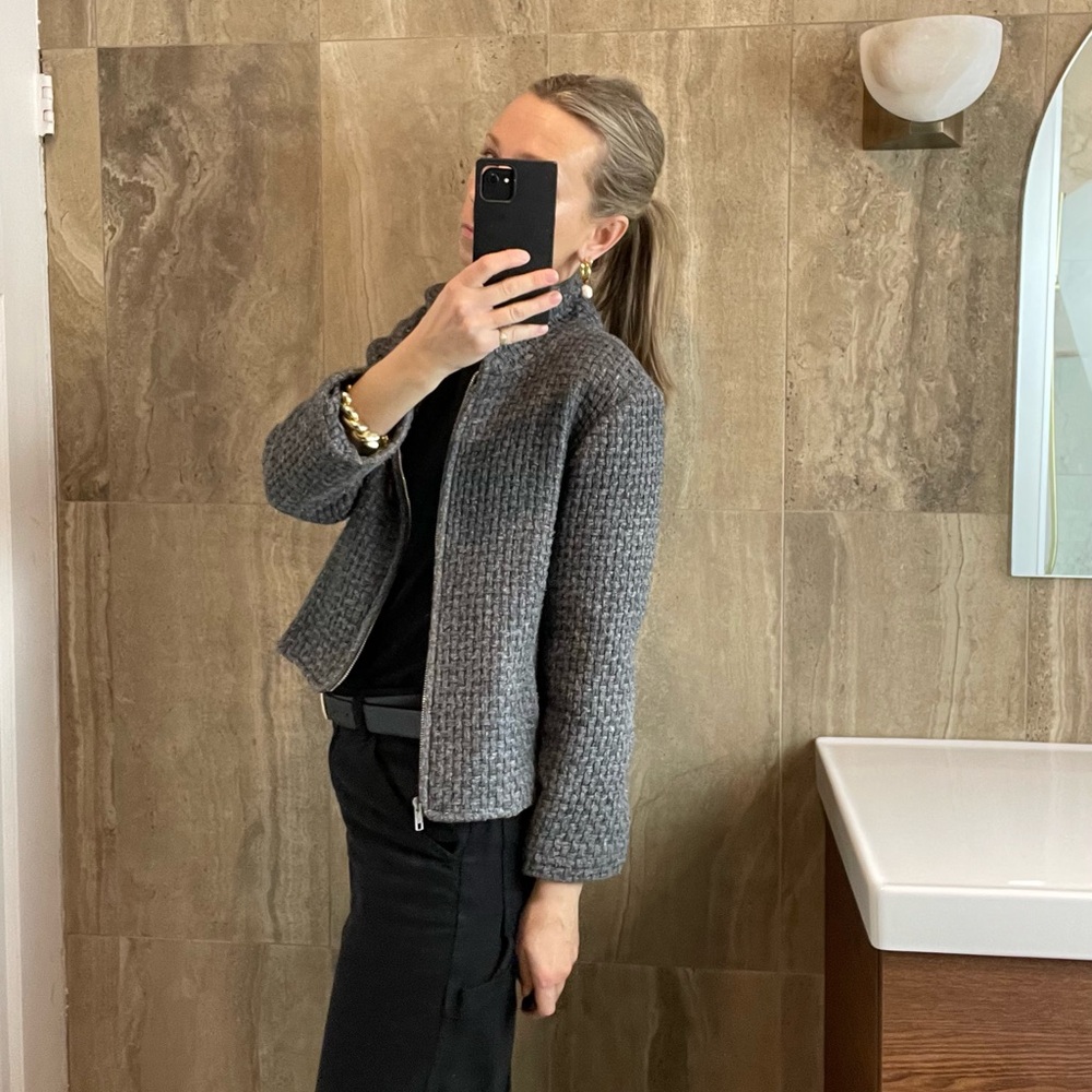 Cropped Textured Jacket in Grey | Vintage Robert Kitchen